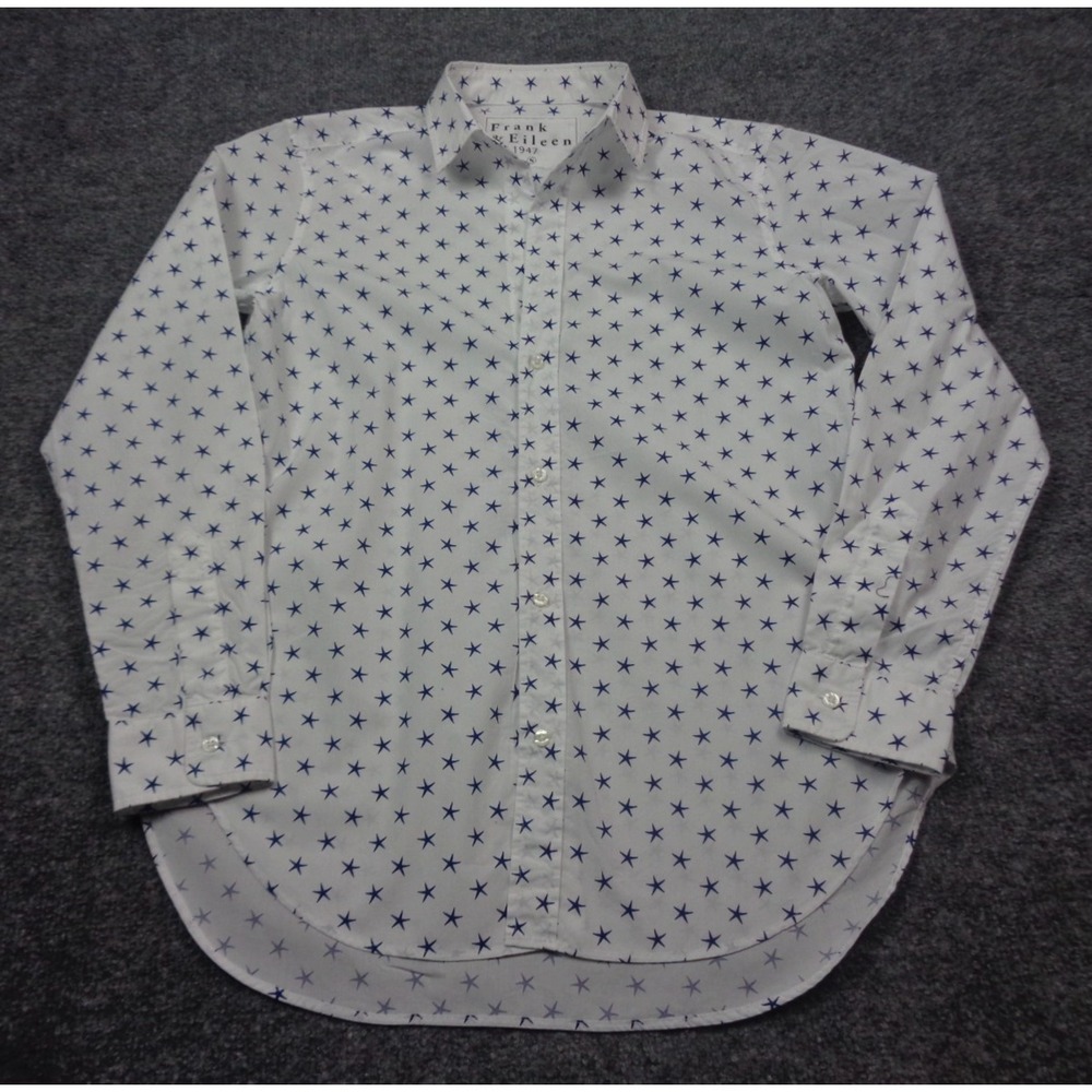 Frank & Eileen Shirt Womens S White Blue‎ Stars Frank Button Down Long Sleeve